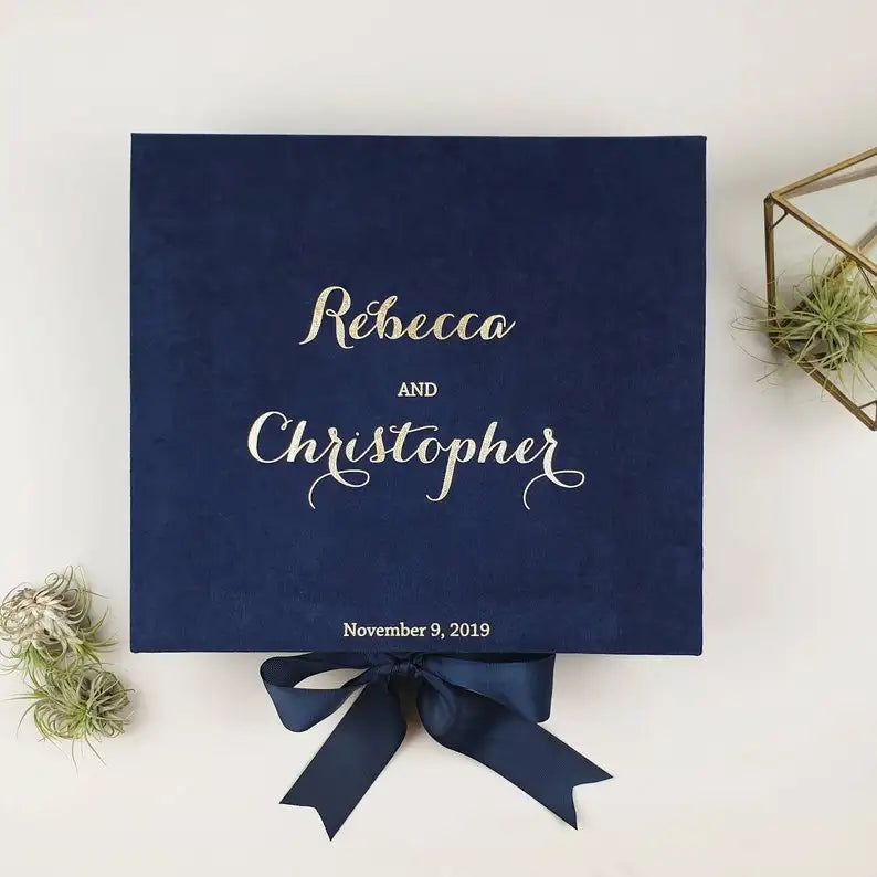 Personalized Luxury Valentine Anniversary Wedding Card Envelope Velvet Gift Box