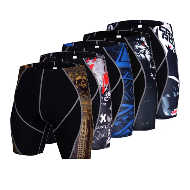 Men's Elastic Waist Four-Way Stretch Quick-Drying Breathable Lightweight Sweat-Wicking Sports Shorts Printed Summer Skinny Fit