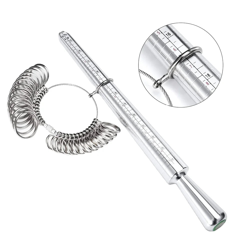 Top Quality Standard Jewelry Measuring Tool Aluminum Ring Sizer Ring Mandrel Gauge Tool Measurement Size Metal Ring Sizer