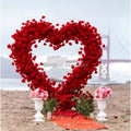 Handmade Red Artificial Flower Arch Heart Shaped Backdrop Decoration Wholesale Christmas Wedding Arch Flowers