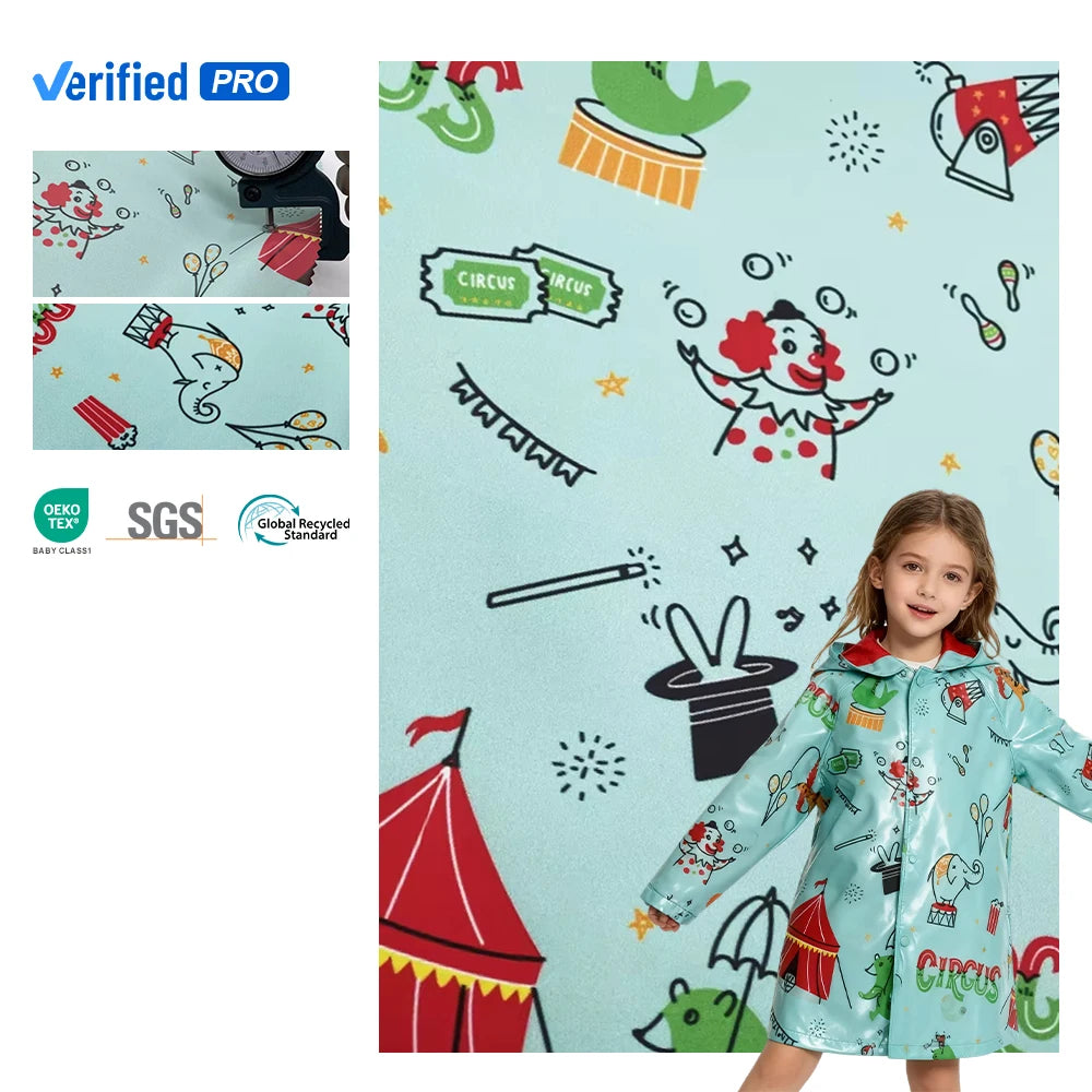 PFAS FREE Digital Printed PU Faux Leather Waterproof Fabric for Dress Garment Soft Comfortable 100% Polyester Backing Lovely
