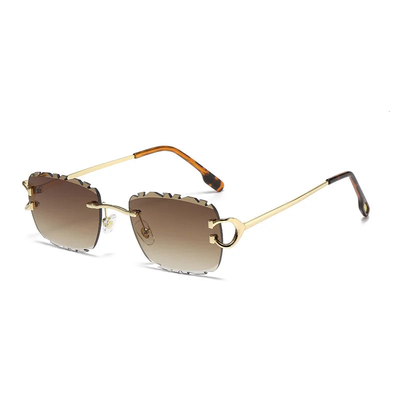 Stylish Frameless Edge Cut Irregular Sunglasses Women Unique Trendy Sun Glasses Men Casual Street Travel Shades Eyewear DF8020