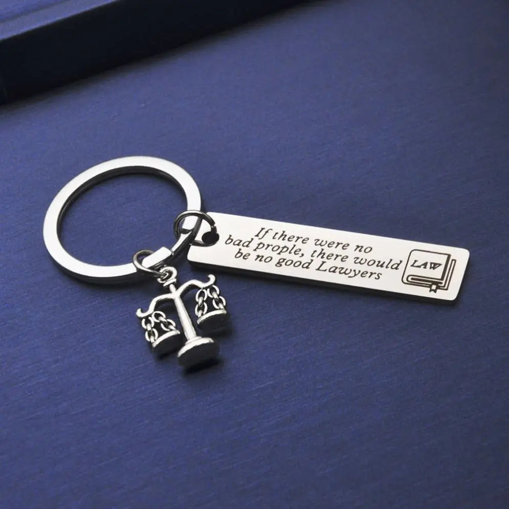 Wholesale Custom Keyrings Promotional Gift Lawyer Keychain Judicial Balance Law Lawyer Keychain Stainless Steel Metal Key Chains