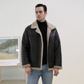 Winter New Styles Bomber Fur Collar Jackets Men's Casual Leather Coat Oversized Sheepskin Fur Coat Men