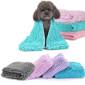 Custom Design Eco-Friendly Polyester Quick Drying Absorbent Cat Dog Bath Cleaning Chenille Pet Towel for Bathroom Use