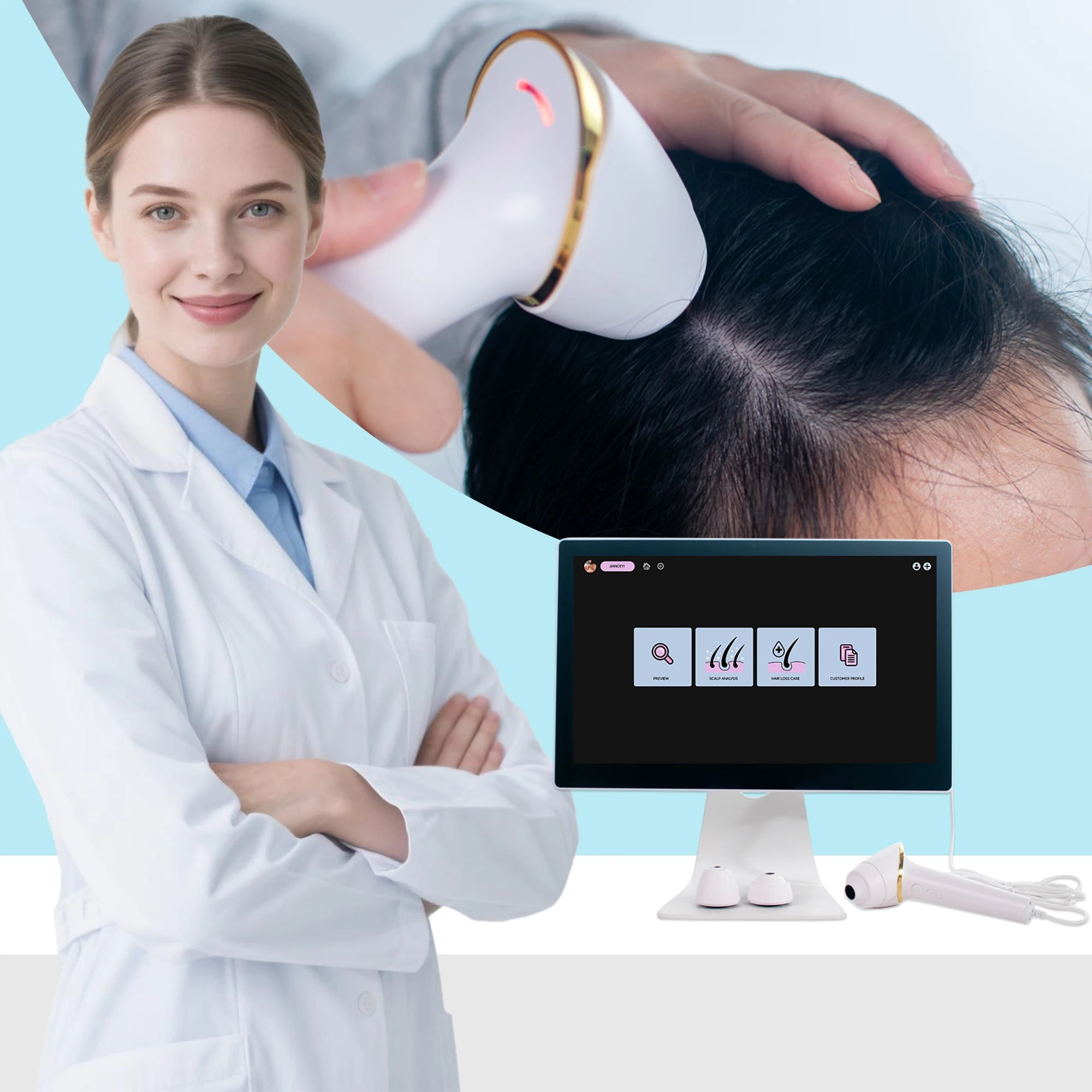 High-quality OEM Hair Scalp Analyzer with 15 Inch Screen Follicle Detection Scalp Camera Esthetician Beauty Equipment