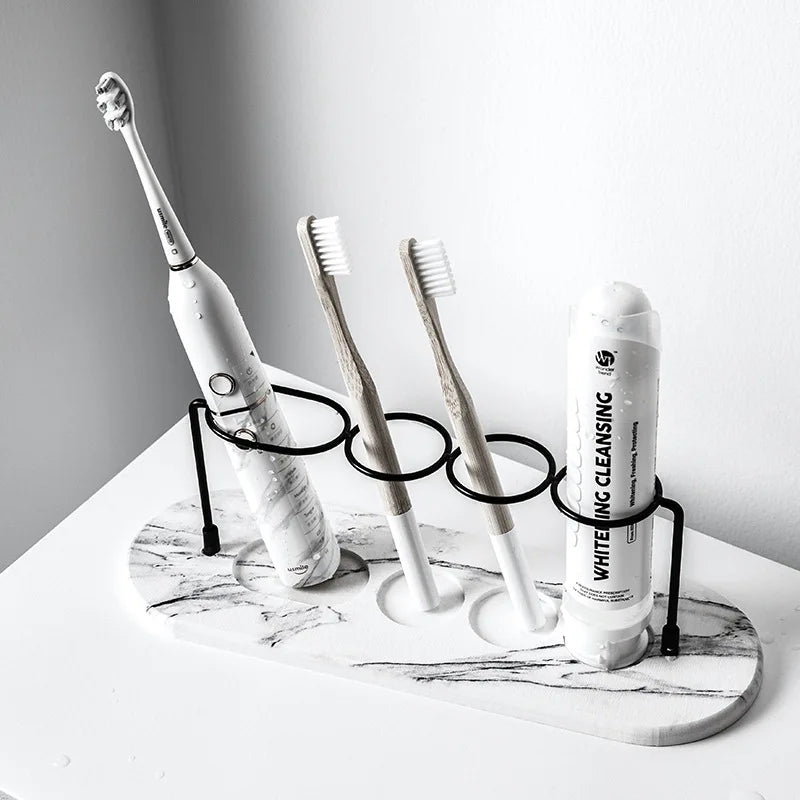 Small Electric Toothbrush Rack and Quick-Drying Diatomaceous Earth Wash Pad Anti-Blue Soap Holder Bathroom Set
