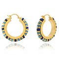 Fashionable Trendy Vintage Brass Plating 18K Gold Plated Inlaid Colorful Stone Hoop Earrings Unisex Jewelry Gifts Customization