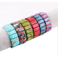 New Design Rainbow Colorful Natural Imperial Jasper Stone Handmade Elastic Wrap Bracelet For Women JBS12807