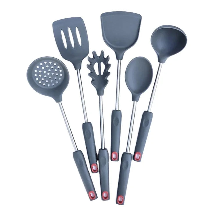 BPA Free 6 Pieces in Premium KitchenWare Cooking Tools Nonstick Accessories Colored Heat Resistant Silicone Kitchen Utensil Set