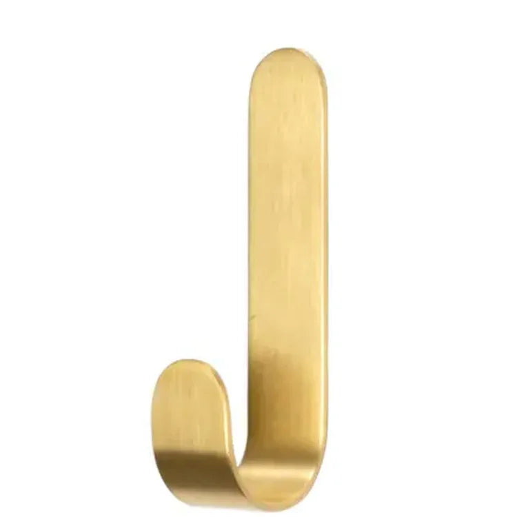Jutye Self-Adhesive Matte Brass Heavy Duty Copper Wall Hooks for Door Wall Decoration Brass Hooks Bathroom Kitchen Shower Hooks