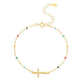 Daidan Adjustable Bracelets Women Bracelet 18K Gold Plated Epoxy Colorful Enamel Sterling Silver Cross Bracelet