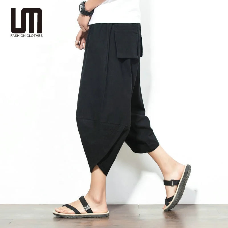 Wholesale Liu Ming Men's Summer Linen Cotton Pants Custom Logo Lightweight and Casual Mid Waist Design
