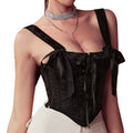 Women 12  Boned Padded Cup Corset Top Lacing Sexy Corset Crop Tops Vest Female Underwear Backless Bustier Top