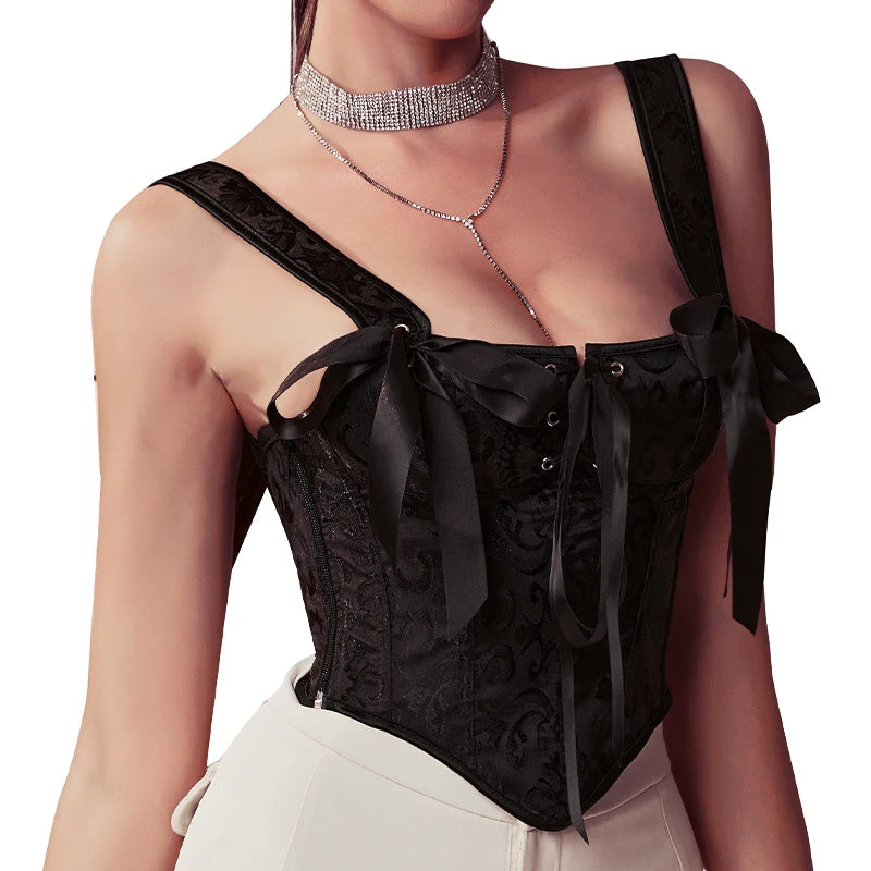 Women 12  Boned Padded Cup Corset Top Lacing Sexy Corset Crop Tops Vest Female Underwear Backless Bustier Top