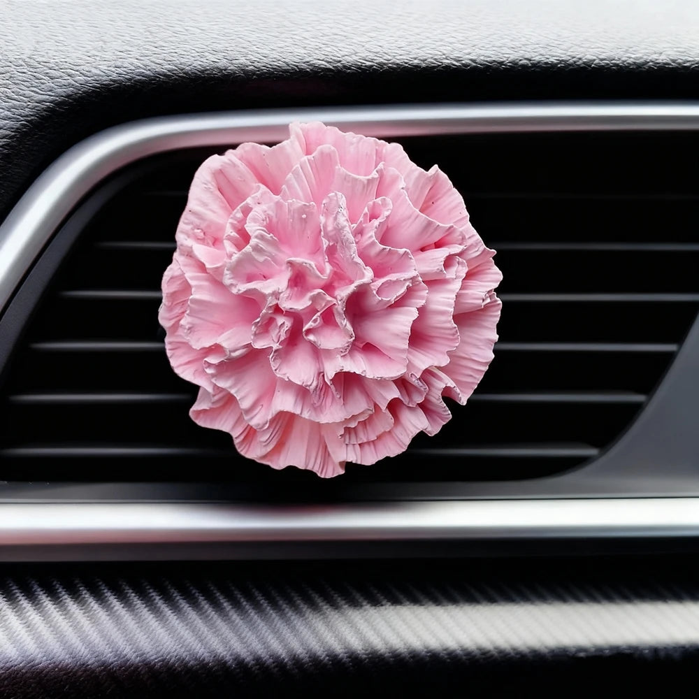 Wholesale Scented Ceramic Pink Carnation Flower Car Vent Air Freshener Aroma Plaster Fragrance Porcelain Essential Oil Diffuser
