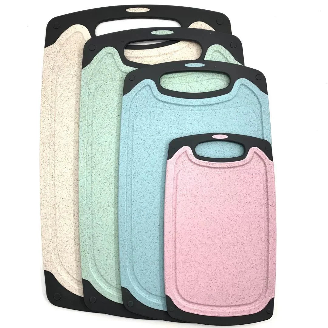 Large Size Anti-Slip Sustainable Dishwasher Safe Circular Wheat Straw Cutting Board Thickened Household Chopping Block Set