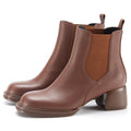 Handmade Custom Women's Chelsea Ankle Boots Square Toe Lug Sole 5cm Chunky Heel Genuine Leather Lining Summer Autumn
