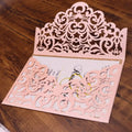 Gatefold Wedding Decoration Quinceanera Invitation Glitter Rose Gold Invitation Laser Cut Wedding Cards