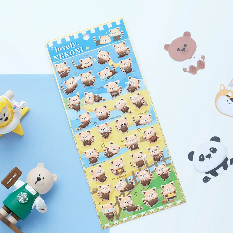 Nekoni Cute Animal Stickers Decorative Foam 3D Stickers Decal Kawaii Aesthetic Decor Cartoon Puffy Stickers