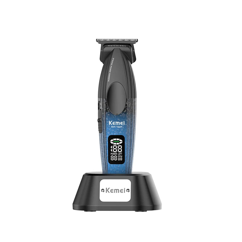 KEMEI Km-1669 Metal Hair Trimmers Machine Professional Cordless Display Hair Trimmers Clippers With Charging Base
