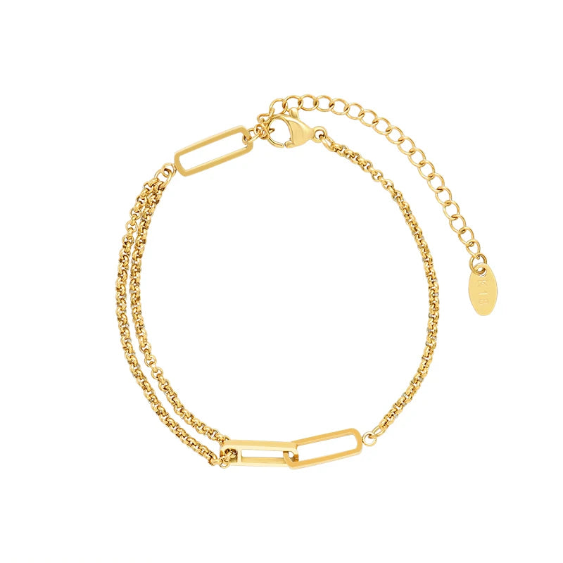 Bracelet Gold Plated Stainless Steel for Women Trendy Bracelet Unisex Stainless Steel Geometric Party Cruise Charms Bracelets