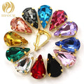 Loose Stone 8*13MM K9 Glass Drop Shape Crystal AB Claw Rhinestones With Setting