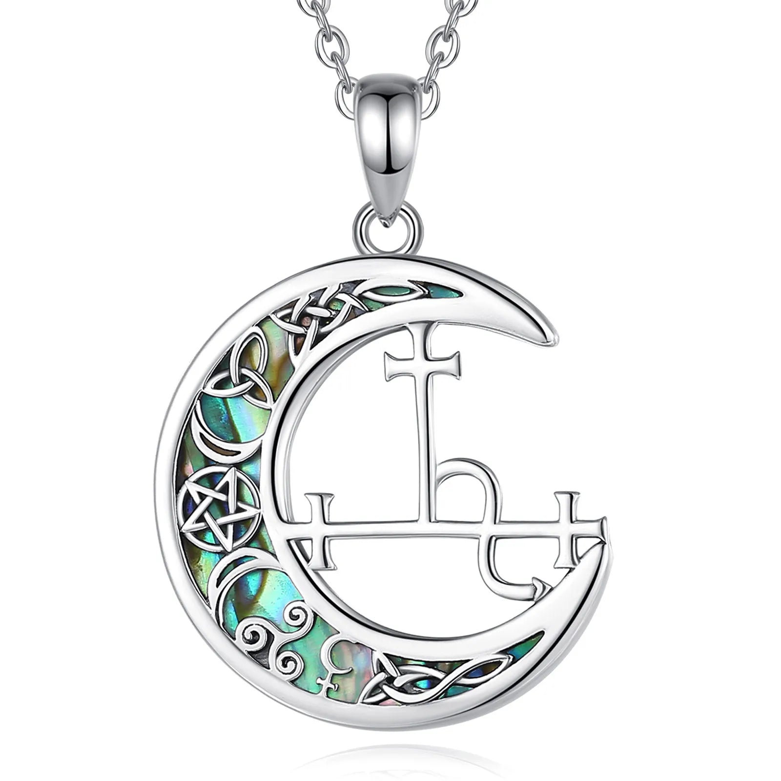 Merryshine 925 Sterling Silver Witchcraft Jewelry Triple Moon Lilith Wiccan Necklace Pendant for Women