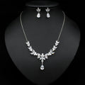 Genya Wholesale Custom Clear Rhinestone Earrings Necklace Set Crystal Pendant Necklace Wedding Bridal Jewelry Set