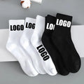 RTS NO MOQ Custom Wool Embroidered Knitting Logo Socks Mens Cotton Crew Unisex Street Hip-hop Basketball Sport Socks With Logo