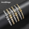 BB249  3mm 4mm 5mm  7" 8"  Brass Bracelet Tennis Chain Brass Setting CZ Bracelet Iced Out Cubic Zircon Bling Bling