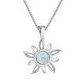 Wholesale Beautiful Ocean Blue Opal Sunflower Sun Symbol Pendant Necklace