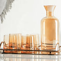 China Wholesale Nordic Style Hot Sale New Food Grade Eco-Friendly Water Jug and Glass Cup Set with Wood Lid Over 1L Capacity