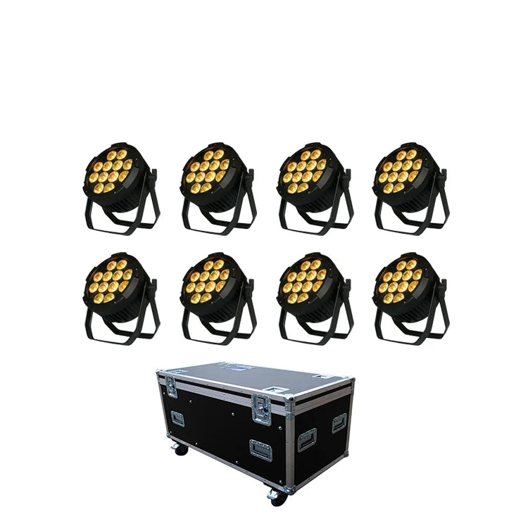 12X15W Rgbwa Uv 6In1 Battery Powered Ip65 Waterproof Led Par Light With Flight Case 8PC Pack