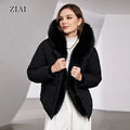 Fashion Warm Shiny Padded Puffer Jacket Black Short Women Quilted Coat Puffer Coat With Big Fur Hood Ladies Winter Jackets