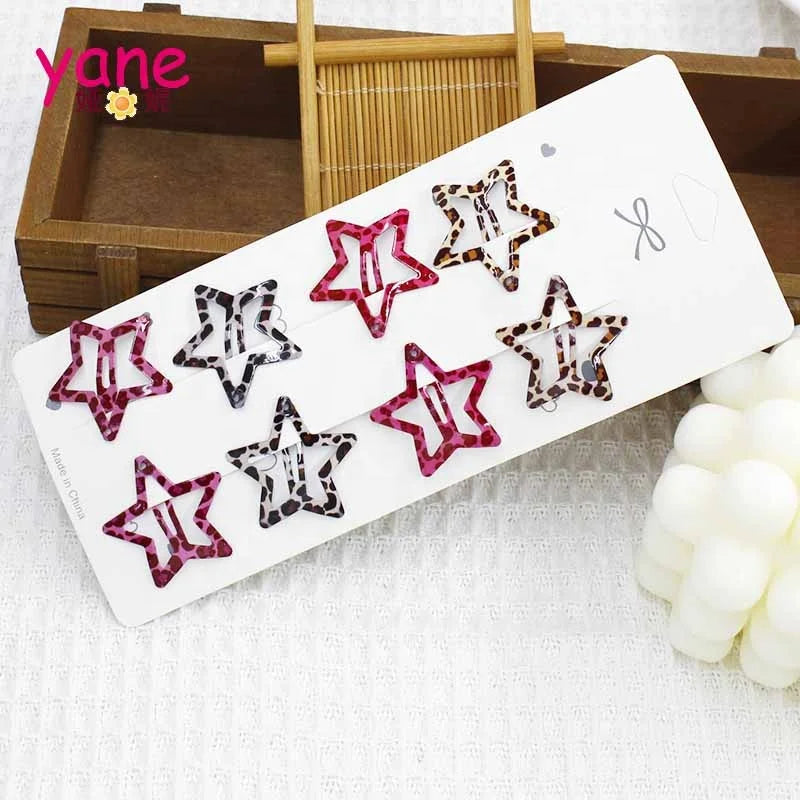 New Arrival Unisex Metal Smart Casual Bobby Pin Leopard Print Star Shape Hair Grip