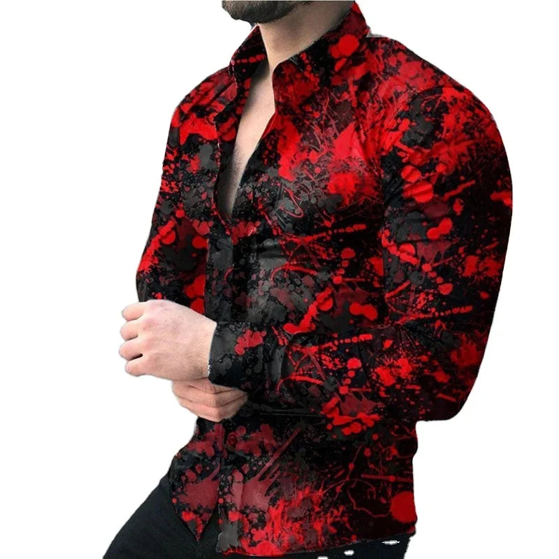 Men's Long Sleeve Printed Shirts Plus Size Shirts for Men