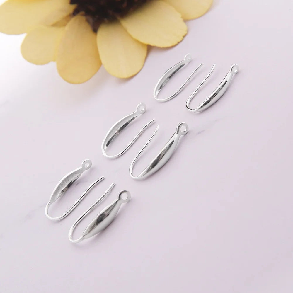 925 Sterling Silver Earring Hooks Plain Silver French Platinum Earrings DIY Jewelry Accessories Materials Findings Components