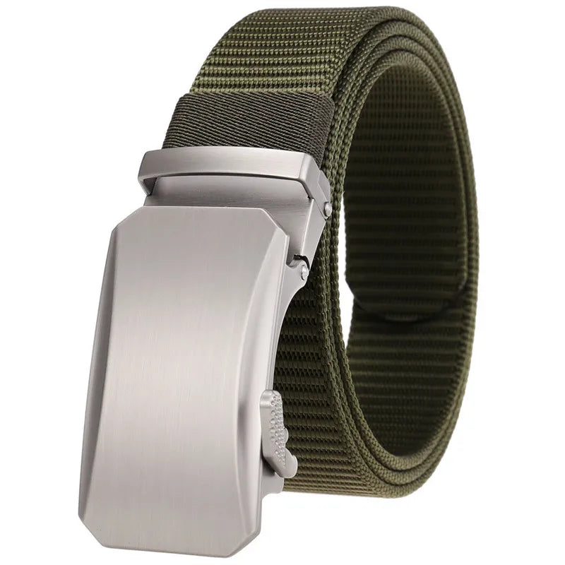Men's Canvas Automatic Buckle Belts No Ratchet Fabric Belt Polyester Outdoor Leisure Fashion Wholesale Belt Factory