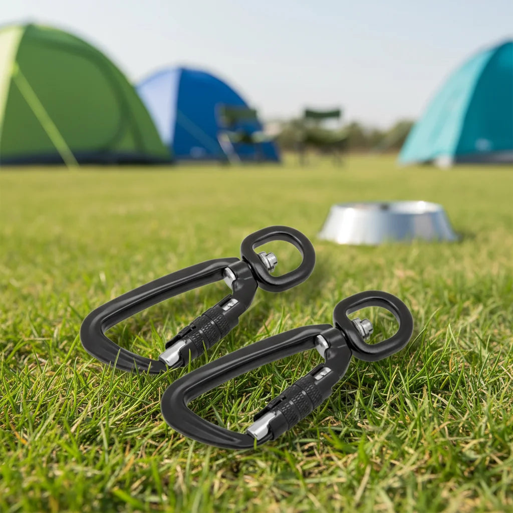 360Â° Swivel Rotating Self-Locking Industrial Grade Aluminum Alloy Plain Finish Carabiner Hook