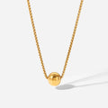 Simple Beaded Box Chain Necklace 18K Gold Plated Stainless Steel Ball Charm Pendant Necklace for Women