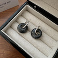 Korean Style 925 Sterling Silver Quality Luxury Natural Stone Hoop Earrings for Women