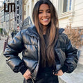 Liu Ming New Winter Streetwear Women Casual Long Sleeve Zipper Jacket Crop Top Coats