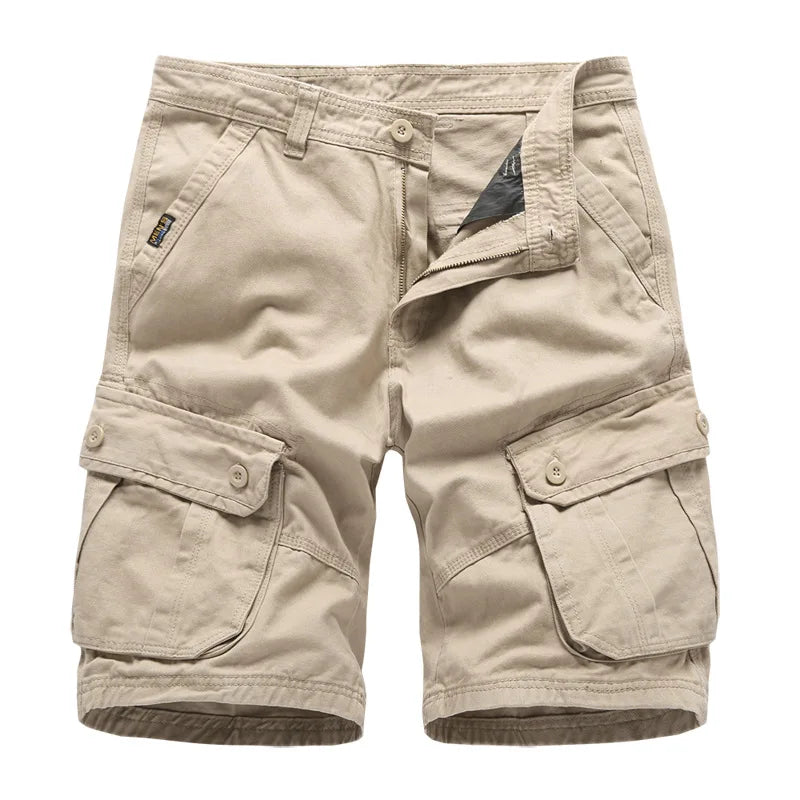 Summer Men Overalls Cotton Workout Shorts Multi Pocket Solid Color Trouser Casual Custom Men Cargo Shorts