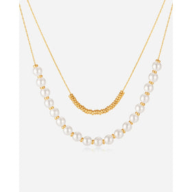 High-End Unisex Vintage Charm Bracelets Necklace Set Stainless Steel Collarbone Chain Pearls Crystal Rhinestone Third Party