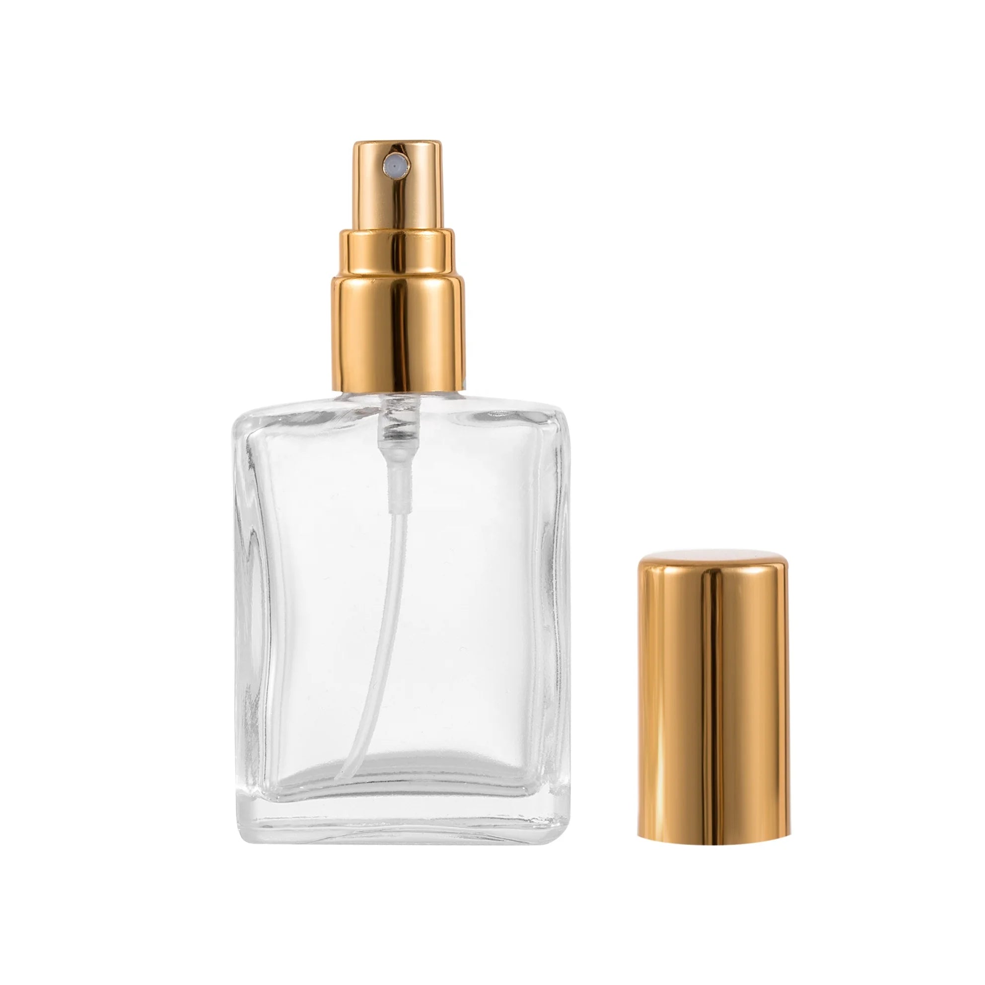 MUB Empty 15ml Flat  Pump Spray Bottle Packrt Perfume Glass Bottle With Aluminum Cover
