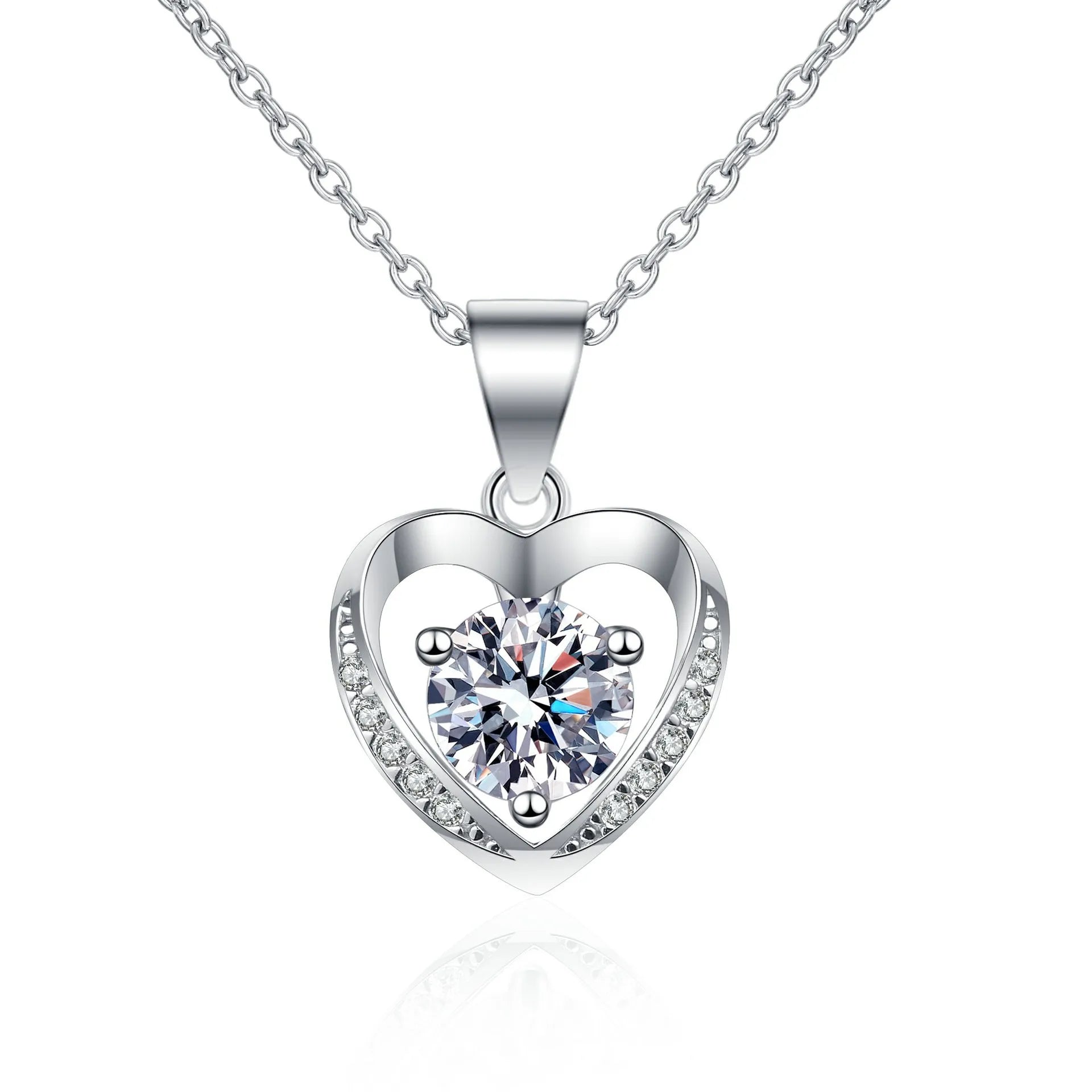 Fine Charm S925 Sterling Silver Moissanite Heart Pendant Fashionable Wedding Engagement Jewelry for Girls Stylish Necklace