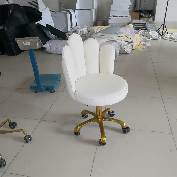 Kisen Professional Beauty Salon Stool Hot Selling White Pink Brown Hydraulic Rolling Master Chair Luxury for Salon Decor Hotels
