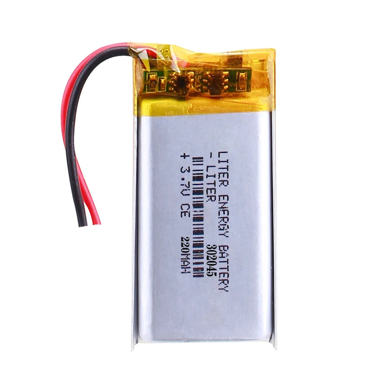 302045 3.7v 220mah Lipo Rechargeable Small Lithium Polymer Ion Battery Cells Pack