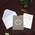 DIY Luxury Gray Velvet Wedding Paper Invitation Cards with Tassel Gold Foil Printing Featuring Music Angel Cross Designs